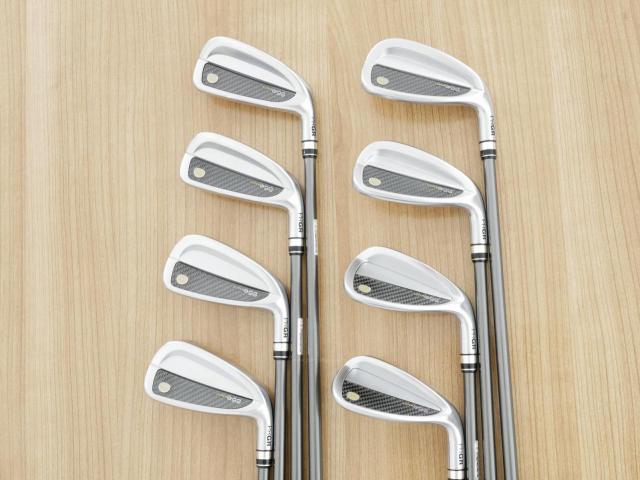 Iron set : PRGR : ชุดเหล็กกระเทย PRGR Super Egg Iron (รุ่นปี 2023 ตัวท๊อปสุด หน้าเด้งเกินกฏ ใช้แข่งไม่ได้ ตีไกลมากๆ) มีเหล็ก 6-Pw,Aw,As,Sw (8 ชิ้น) ก้านกราไฟต์ Flex R2 (M-35)