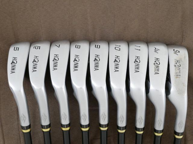 Iron set : Honma : ชุดเหล็ก Honma Beres IS-02 (หน้าเด้ง Forged) มีเหล็ก 5-11,Aw,Sw (9 ชิ้น เทียบเท่า 4-Pw,Aw,Sw) ก้าน ARMRQ 6 (54) Flex R (2 ดาว)