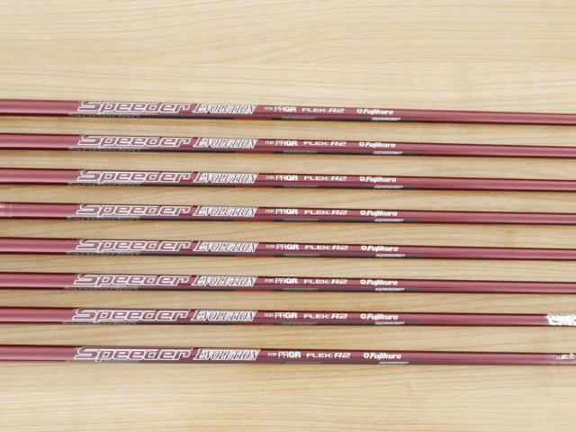 Iron set : PRGR : ชุดเหล็ก PRGR RS Red (รุ่นปี 2020 หน้าเด้ง ตีไกลมาก) มีเหล็ก 5-Pw,Aw,Sw (8 ชิ้น) ก้านกราไฟต์ Fujikura Speeder Evolution Flex R2
