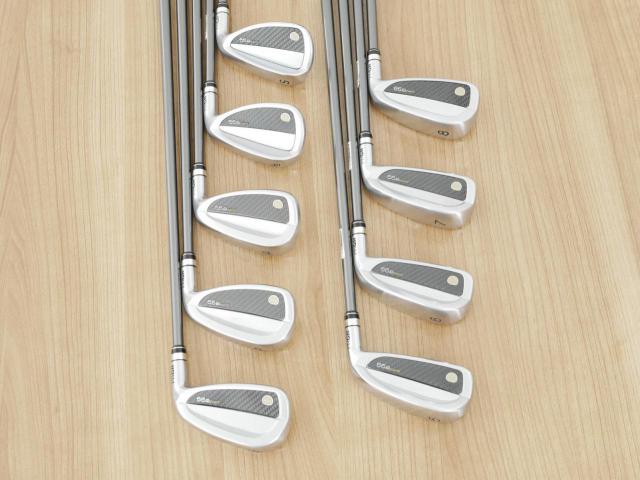 Iron set : PRGR : ชุดเหล็กกระเทย PRGR Super Egg Iron (รุ่นปี 2023 ตัวท๊อปสุด หน้าเด้งเกินกฏ ใช้แข่งไม่ได้ ตีไกลมากๆ) มีเหล็ก 5-Pw,Aw,As,Sw (9 ชิ้น เต็มเซ็ต) ก้านกราไฟต์ Flex SR (M-40)