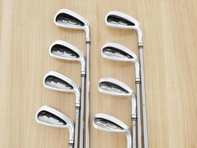 Iron set : PRGR : **มีตำหนิ** ชุดเหล็กกระเทย PRGR Egg PC (รุ่นปี 2019 ตีง่ายและไกลมากๆ โกงสุดๆ) มีเหล็ก 6-Pw,Aw,As,Sw (8 ชิ้น) ก้านกราไฟต์ M-40 Flex SR