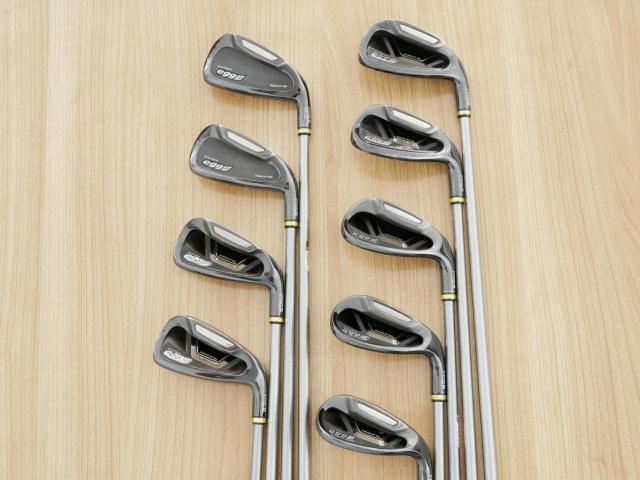 Iron set : PRGR : ชุดเหล็กกระเทย PRGR Super Egg Iron (ปี 2018 ตัวท๊อปสุด หน้าเด้งเกินกฏ ใช้แข่งไม่ได้ ตีไกมลมากๆ) มีเหล็ก 5-Pw,Aw,As,Sw (9 ชิ้น) ก้านกราไฟต์ Flex R (M-37)