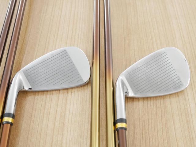 Iron set : Maruman : ชุดเหล็ก Maruman Majesty Prestigio Gold Premium (รุ่นท๊อปสุด หน้าเด้ง ตีไกลมาก ของใหม่ 1 แสนบาท) มีเหล็ก 5-Pw,Aw (7 ชิ้น) ก้านกราไฟต์ Flex R