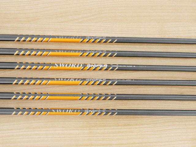 Iron set : Katana : **หลังสีลอก** ชุดเหล็กกระเทย Katana Izu Max Sniper มีเหล็ก 7-Pw,Aw,Sw (6 ชิ้น เบอร์ 7 ตีระยะเท่าเหล็ก 6 ปกติ) ก้านกราไฟต์ Flex R