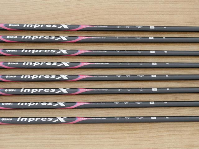 Lady club : All : ชุดเหล็ก Yamaha Inpres X D Black (หน้า Maraging เด้ง ไกลมากๆ) มีเหล็ก 5-Pw,Aw,Sw (8 ชิ้น) ก้านกราไฟต์ Flex R (Lady)