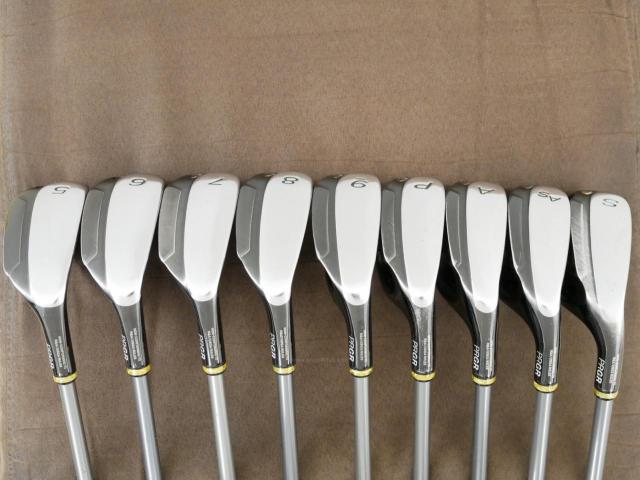 Iron set : PRGR : ชุดเหล็กกระเทย PRGR Super Egg Iron (ปี 2018 ตัวท๊อปสุด หน้าเด้งเกินกฏ ใช้แข่งไม่ได้ ตีไกมลมากๆ) มีเหล็ก 5-Pw,Aw,As,Sw (9 ชิ้น) ก้านกราไฟต์ Flex R (M-37)