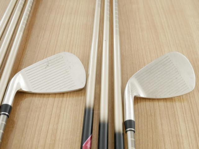 Iron set : PRGR : ชุดเหล็ก PRGR ID Nabla Red (รุ่นท๊อปสุด หน้าเด้ง ไกลมาก) มีเหล็ก 5-Pw,Aw,Sw (8 ชิ้น) ก้านกราไฟต์ M-40 Flex SR