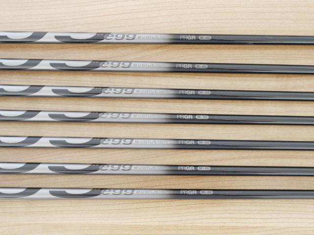 Iron set : PRGR : ชุดเหล็กกระเทย PRGR Super Egg Evolution (รุ่นล่าสุด ออกปี 2024 ตัวท๊อปสุด หน้าเด้งเกินกฏ ใช้แข่งไม่ได้ ตีไกลมากๆ) มีเหล็ก 5-Pw,Aw (7 ชิ้น) ก้านกราไฟต์ Flex SR (M-40)