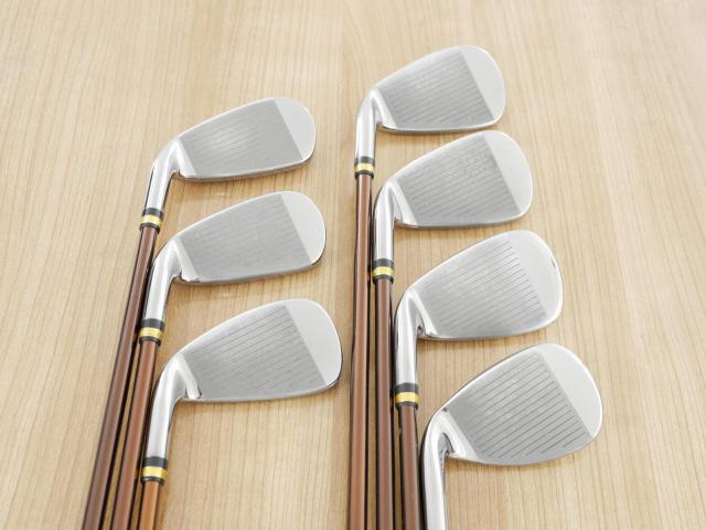 Iron set : Maruman : ชุดเหล็ก Maruman Majesty Prestigio Gold Premium (รุ่นท๊อปสุด หน้าเด้ง ตีไกลมาก ของใหม่ 1 แสนบาท) มีเหล็ก 5-Pw,Aw (7 ชิ้น) ก้านกราไฟต์ Flex R