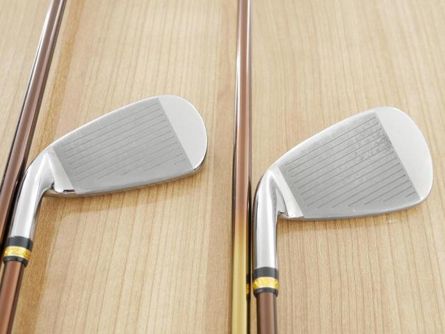 Iron set : Maruman : ชุดเหล็ก Maruman Majesty Prestigio Gold Premium (รุ่นท๊อปสุด หน้าเด้ง ตีไกลมาก ของใหม่ 1 แสนบาท) มีเหล็ก 5-Pw,Aw (7 ชิ้น) ก้านกราไฟต์ Flex R