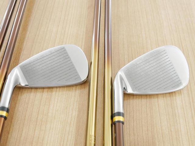Iron set : Maruman : ชุดเหล็ก Maruman Majesty Prestigio Gold Premium (รุ่นท๊อปสุด หน้าเด้ง ตีไกลมาก ของใหม่ 1 แสนบาท) มีเหล็ก 5-Pw,Aw (7 ชิ้น) ก้านกราไฟต์ Flex R