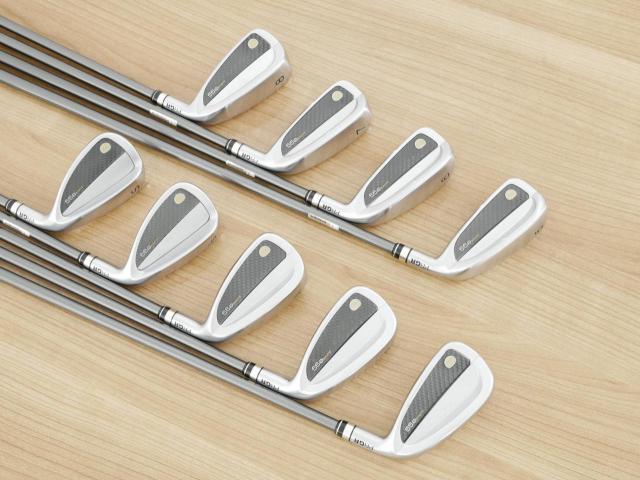 Iron set : PRGR : ชุดเหล็กกระเทย PRGR Super Egg Iron (รุ่นปี 2023 ตัวท๊อปสุด หน้าเด้งเกินกฏ ใช้แข่งไม่ได้ ตีไกลมากๆ) มีเหล็ก 5-Pw,Aw,As,Sw (9 ชิ้น เต็มเซ็ต) ก้านกราไฟต์ Flex R (M-37)