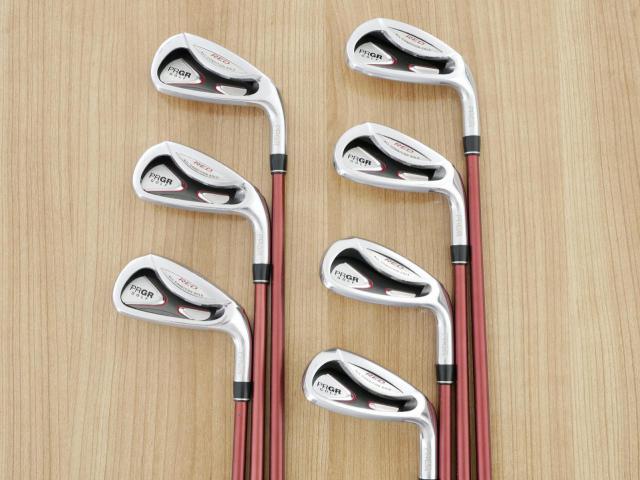 Iron set : PRGR : ชุดเหล็ก PRGR Red 505 (ใบใหญ่ หน้า Maraging ใส เด้ง) มีเหล็ก 5-Pw,Aw (7 ชิ้น) ก้านกราไฟต์ M-37 Flex R