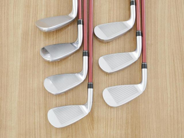 Iron set : PRGR : ชุดเหล็ก PRGR Red 505 (ใบใหญ่ หน้า Maraging ใส เด้ง) มีเหล็ก 5-Pw,Aw (7 ชิ้น) ก้านกราไฟต์ M-37 Flex R