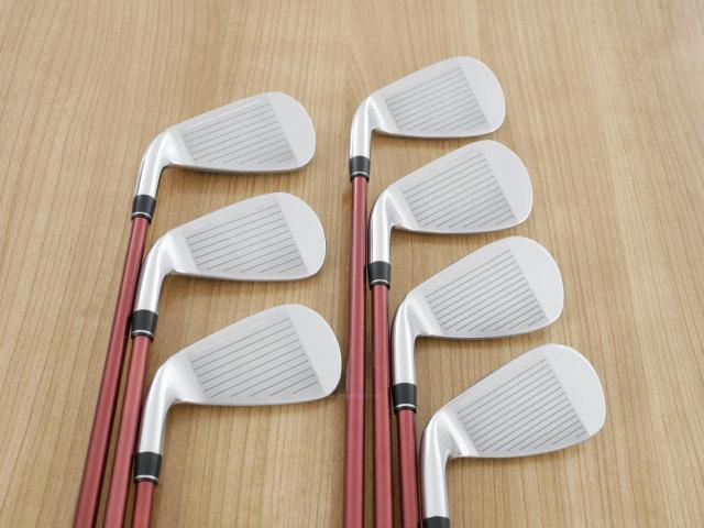 Iron set : PRGR : ชุดเหล็ก PRGR Red 505 (ใบใหญ่ หน้า Maraging ใส เด้ง) มีเหล็ก 5-Pw,Aw (7 ชิ้น) ก้านกราไฟต์ M-37 Flex R