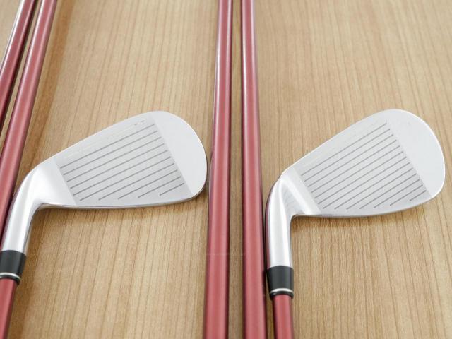 Iron set : PRGR : ชุดเหล็ก PRGR Red 505 (ใบใหญ่ หน้า Maraging ใส เด้ง) มีเหล็ก 5-Pw,Aw (7 ชิ้น) ก้านกราไฟต์ M-37 Flex R