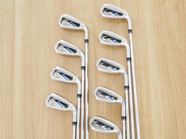Iron set : XXIO : ชุดเหล็ก XXIO Cross 2 (ออกปี 2021 ตีไกลที่สุดของที่สุดจาก XXIO หน้าเด้งสุดๆ) มีเหล็ก 5-Pw,Aw,Dw,Sw (9 ชิ้น ตีไกลกว่าปกติ 2 เบอร์) ก้านเหล็ก NS Pro 860 DST Flex R