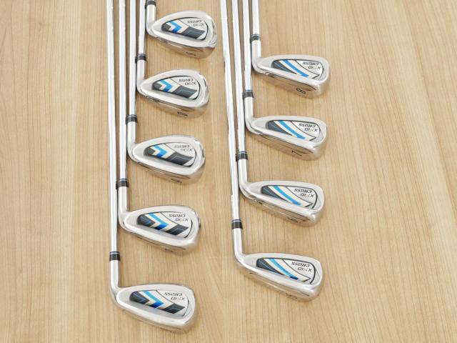 Iron set : XXIO : ชุดเหล็ก XXIO Cross 2 (ออกปี 2021 ตีไกลที่สุดของที่สุดจาก XXIO หน้าเด้งสุดๆ) มีเหล็ก 5-Pw,Aw,Dw,Sw (9 ชิ้น ตีไกลกว่าปกติ 2 เบอร์) ก้านเหล็ก NS Pro 860 DST Flex R