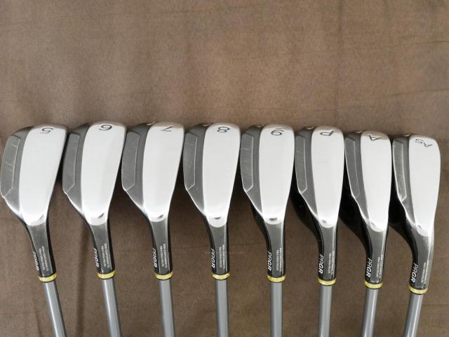 Iron set : PRGR : ชุดเหล็กกระเทย PRGR Super Egg Iron (ปี 2018 ตัวท๊อปสุด หน้าเด้งเกินกฏ ใช้แข่งไม่ได้ ตีไกมลมากๆ) มีเหล็ก 5-Pw,Aw,As (8 ชิ้น) ก้านกราไฟต์ Flex R (M-37)