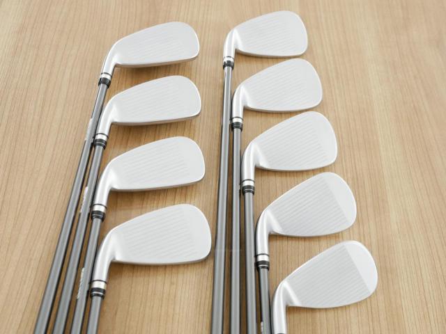 Iron set : PRGR : ชุดเหล็กกระเทย PRGR Super Egg Iron (รุ่นปี 2023 ตัวท๊อปสุด หน้าเด้งเกินกฏ ใช้แข่งไม่ได้ ตีไกลมากๆ) มีเหล็ก 5-Pw,Aw,As,Sw (9 ชิ้น เต็มเซ็ต) ก้านกราไฟต์ Flex R (M-37)