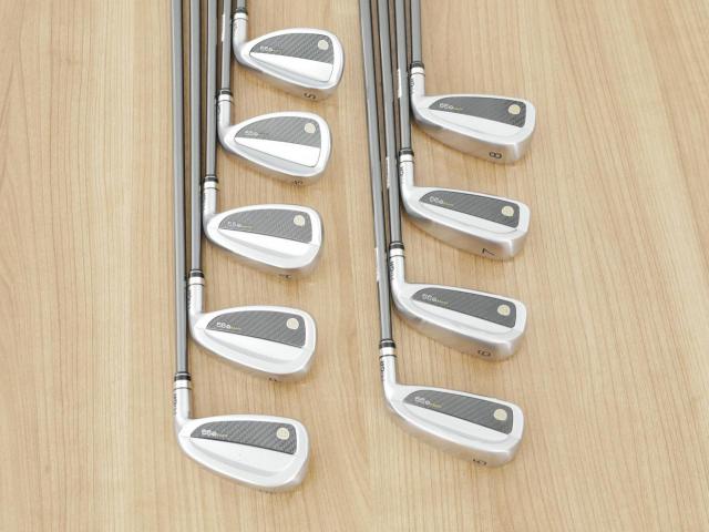 Iron set : PRGR : ชุดเหล็กกระเทย PRGR Super Egg Iron (รุ่นปี 2023 ตัวท๊อปสุด หน้าเด้งเกินกฏ ใช้แข่งไม่ได้ ตีไกลมากๆ) มีเหล็ก 5-Pw,Aw,As,Sw (9 ชิ้น เต็มเซ็ต) ก้านกราไฟต์ Flex R (M-37)