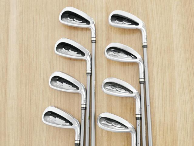 Iron set : PRGR : **มีตำหนิ** ชุดเหล็กกระเทย PRGR Egg PC (รุ่นปี 2019 ตีง่ายและไกลมากๆ โกงสุดๆ) มีเหล็ก 6-Pw,Aw,As,Sw (8 ชิ้น) ก้านกราไฟต์ M-40 Flex SR